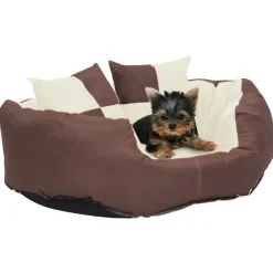 MAISON EXCLUSIVE - Coussin réversible lavable de chien marron et crème 65x50x20 cm