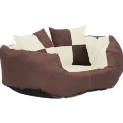 MAISON EXCLUSIVE - Coussin réversible lavable de chien marron et crème 65x50x20 cm