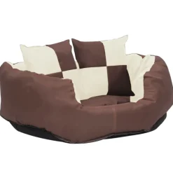 MAISON EXCLUSIVE - Coussin réversible lavable de chien marron et crème 65x50x20 cm