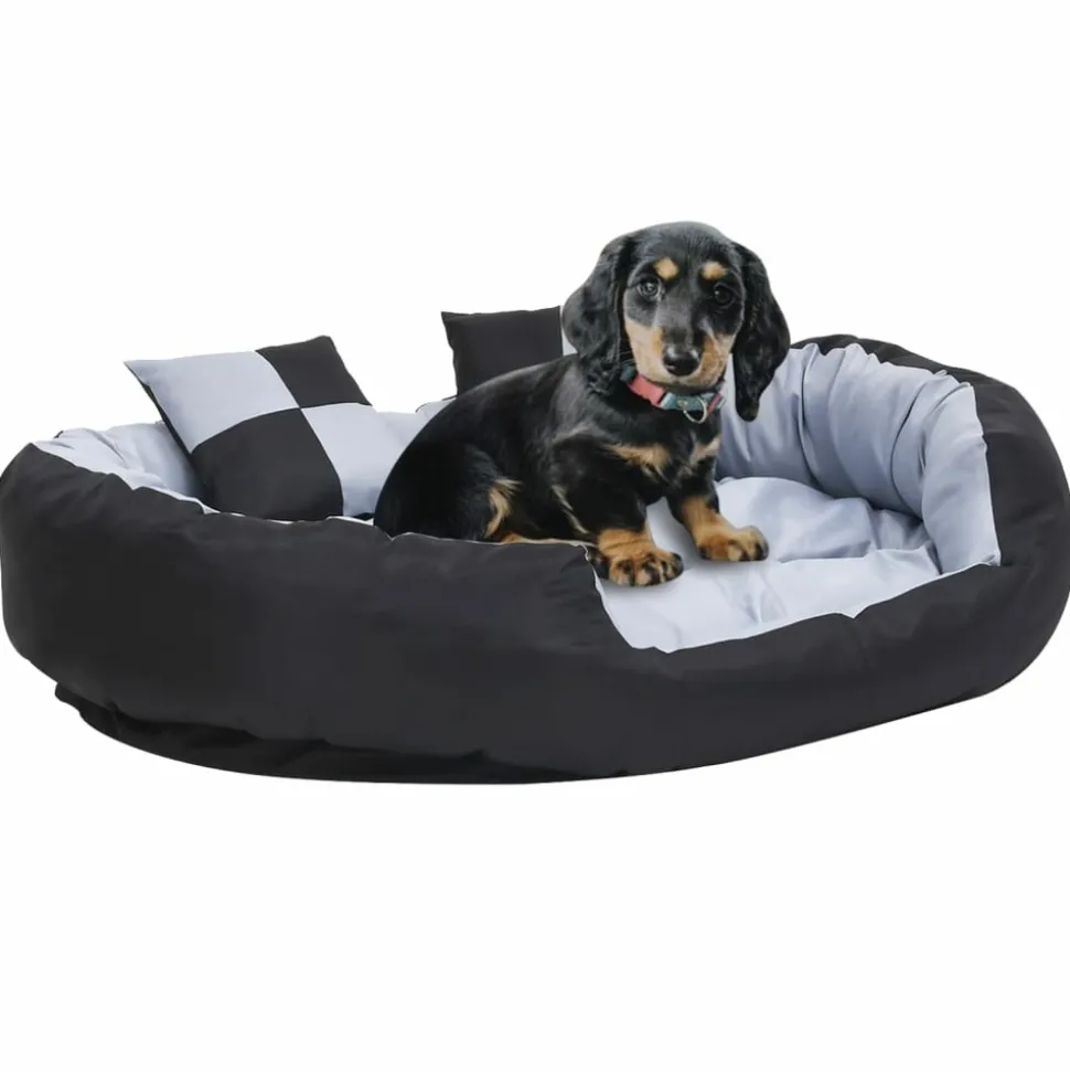 MAISON EXCLUSIVE - Coussin réversible lavable pour chien gris et noir 110x80x23 cm