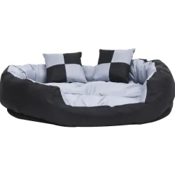 MAISON EXCLUSIVE - Coussin réversible lavable pour chien gris et noir 110x80x23 cm