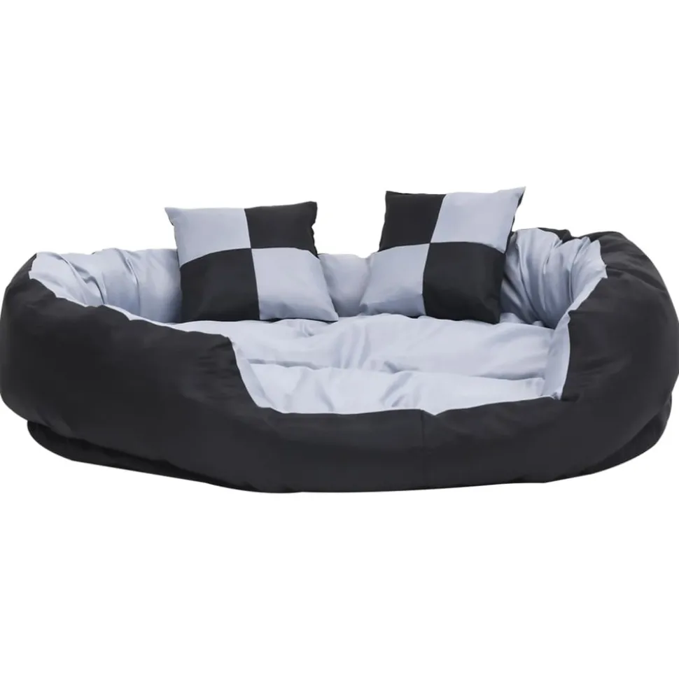 MAISON EXCLUSIVE - Coussin réversible lavable pour chien gris et noir 110x80x23 cm