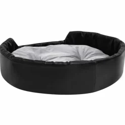 MAISON EXCLUSIVE - Lit chiens noir et gris 90x79x20 cm peluche et similicuir