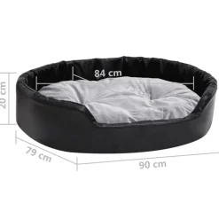 MAISON EXCLUSIVE - Lit chiens noir et gris 90x79x20 cm peluche et similicuir