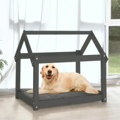 MAISON EXCLUSIVE - Lit pour chien gris 81x60x70 cm bois de pin solide