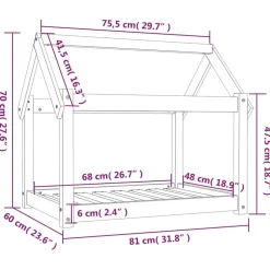 MAISON EXCLUSIVE - Lit pour chien gris 81x60x70 cm bois de pin solide