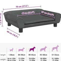 MAISON EXCLUSIVE - Lit pour chien gris foncé 70x48x22 cm velours