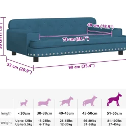 MAISON EXCLUSIVE - Lit pour chien bleu 90x53x30 cm velours