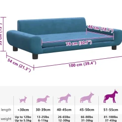 MAISON EXCLUSIVE - Lit pour chien bleu 100x54x33 cm velours