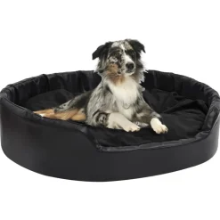 MAISON EXCLUSIVE - Lit pour chiens noir 99x89x21 cm peluche et similicuir
