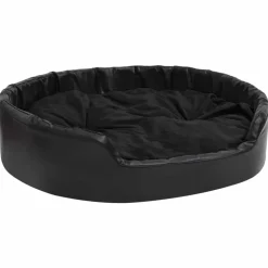 MAISON EXCLUSIVE - Lit pour chiens noir 99x89x21 cm peluche et similicuir