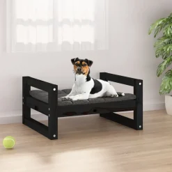 MAISON EXCLUSIVE - Lit pour chien noir 55,5x45,5x28 cm bois de pin solide