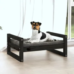 MAISON EXCLUSIVE - Lit pour chien noir 55,5x45,5x28 cm bois de pin solide