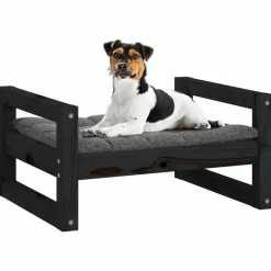 MAISON EXCLUSIVE - Lit pour chien noir 55,5x45,5x28 cm bois de pin solide