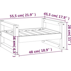 MAISON EXCLUSIVE - Lit pour chien noir 55,5x45,5x28 cm bois de pin solide