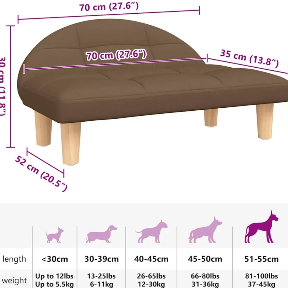 MAISON EXCLUSIVE - Lit pour chien marron 70x52x30 cm tissu