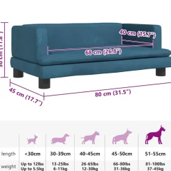 MAISON EXCLUSIVE - Lit pour chien bleu 80x45x30 cm velours