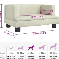 MAISON EXCLUSIVE - Lit pour chien crème 60x40x30 cm velours