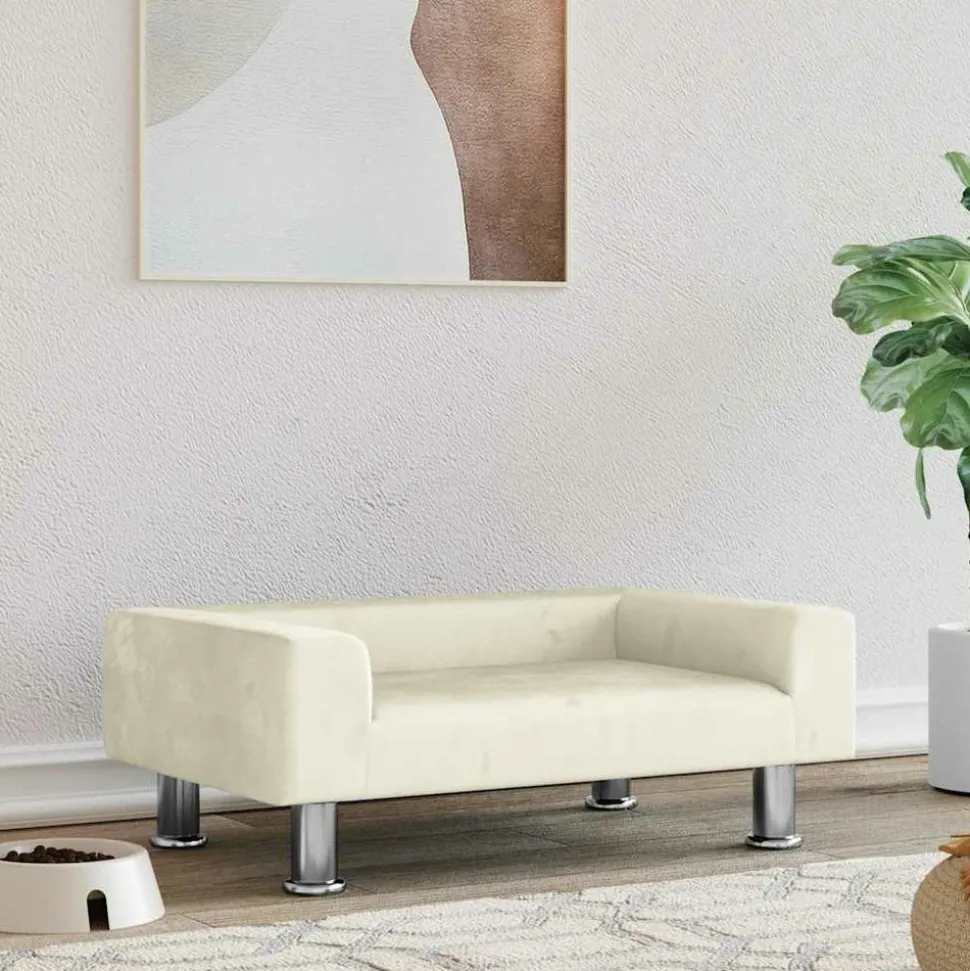 MAISON EXCLUSIVE - Lit pour chien crème 70x45x26,5 cm velours