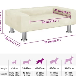 MAISON EXCLUSIVE - Lit pour chien crème 70x45x26,5 cm velours
