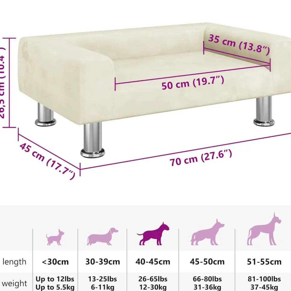 MAISON EXCLUSIVE - Lit pour chien crème 70x45x26,5 cm velours