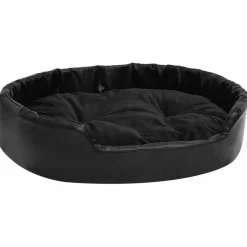 MAISON EXCLUSIVE - Lit pour chiens noir 90x79x20 cm peluche et similicuir