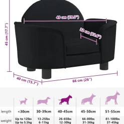 MAISON EXCLUSIVE - Lit pour chien noir 66x40x45 cm velours