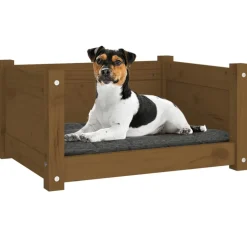 MAISON EXCLUSIVE - Lit pour chien marron miel 55,5x45,5x28 cm bois massif de pin