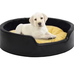 MAISON EXCLUSIVE - Lit pour chiens noir et jaune 99x89x21 cm peluche et similicuir