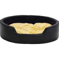 MAISON EXCLUSIVE - Lit pour chiens noir et jaune 99x89x21 cm peluche et similicuir