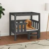 MAISON EXCLUSIVE - Lit pour chien gris 75,5x63,5x70 cm bois de pin solide