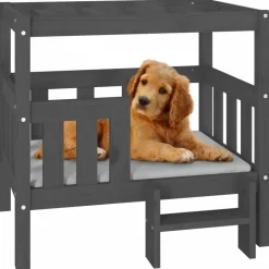 MAISON EXCLUSIVE - Lit pour chien gris 75,5x63,5x70 cm bois de pin solide