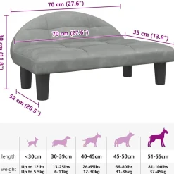 MAISON EXCLUSIVE - Lit pour chien gris clair 70x52x30 cm velours