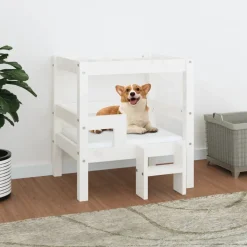 MAISON EXCLUSIVE - Lit pour chien blanc 55,5x53,5x60 cm bois de pin solide