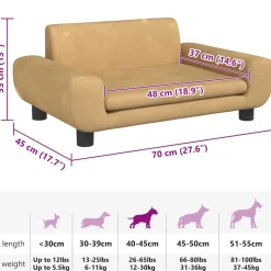 MAISON EXCLUSIVE - Lit pour chien marron 70x45x33 cm velours
