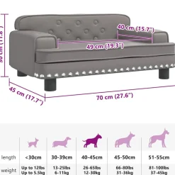 MAISON EXCLUSIVE - Lit pour chien gris 70x45x30 cm similicuir