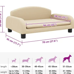 MAISON EXCLUSIVE - Lit pour chien crème 70x45x30 cm tissu