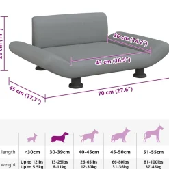 MAISON EXCLUSIVE - Lit pour chien gris clair 70x45x28 cm tissu