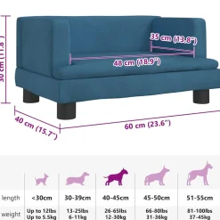 MAISON EXCLUSIVE - Lit pour chien bleu 60x40x30 cm velours