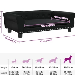 MAISON EXCLUSIVE - Lit pour chien noir 95x55x30 cm similicuir