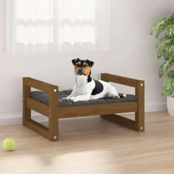 MAISON EXCLUSIVE - Lit pour chien marron miel 55,5x45,5x28 cm bois de pin solide