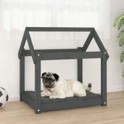MAISON EXCLUSIVE - Lit pour chien gris 71x55x70 cm bois de pin solide