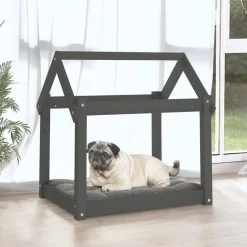 MAISON EXCLUSIVE - Lit pour chien gris 71x55x70 cm bois de pin solide