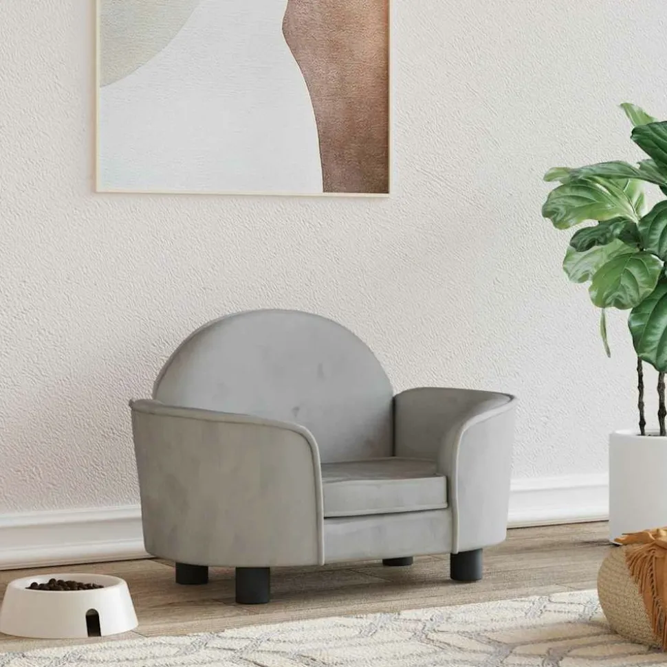 MAISON EXCLUSIVE - Lit pour chien gris clair 66x40x45 cm velours