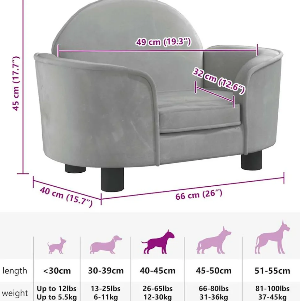 MAISON EXCLUSIVE - Lit pour chien gris clair 66x40x45 cm velours