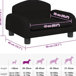 MAISON EXCLUSIVE - Lit pour chien noir 50x40x30 cm tissu