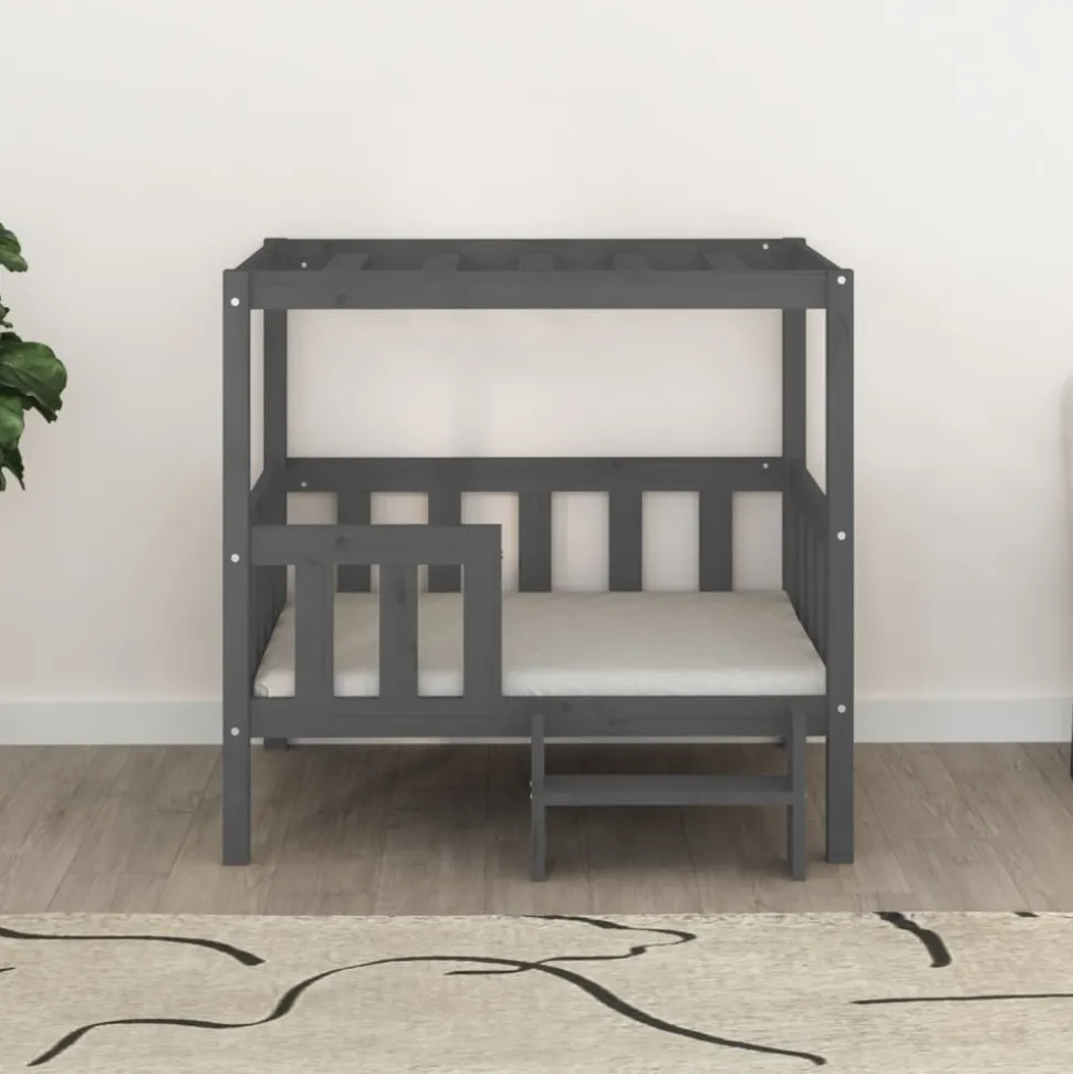 MAISON EXCLUSIVE - Lit pour chien gris 95,5x73,5x90 cm bois de pin solide