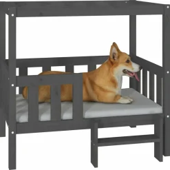 MAISON EXCLUSIVE - Lit pour chien gris 95,5x73,5x90 cm bois de pin solide