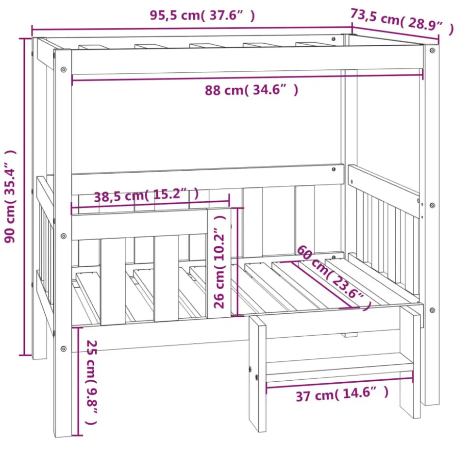 MAISON EXCLUSIVE - Lit pour chien gris 95,5x73,5x90 cm bois de pin solide