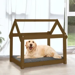MAISON EXCLUSIVE - Lit pour chien marron miel 81x60x70 cm bois de pin solide